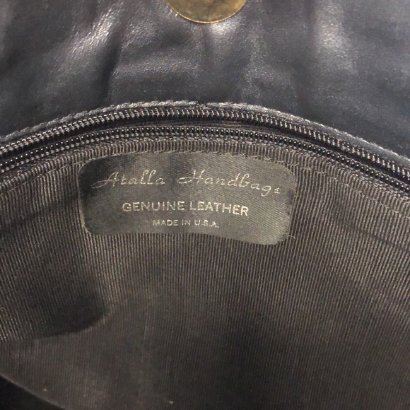 ATALLA dark blue genuine leather vintage shoulder handbag. - Picture 2 of 12